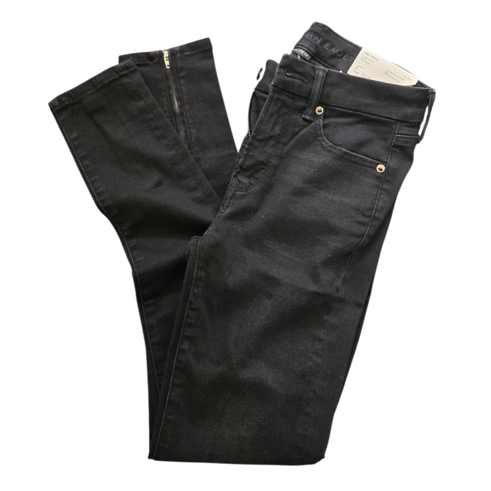 American Eagle Black High Rise Jeggings Zipper Ankles